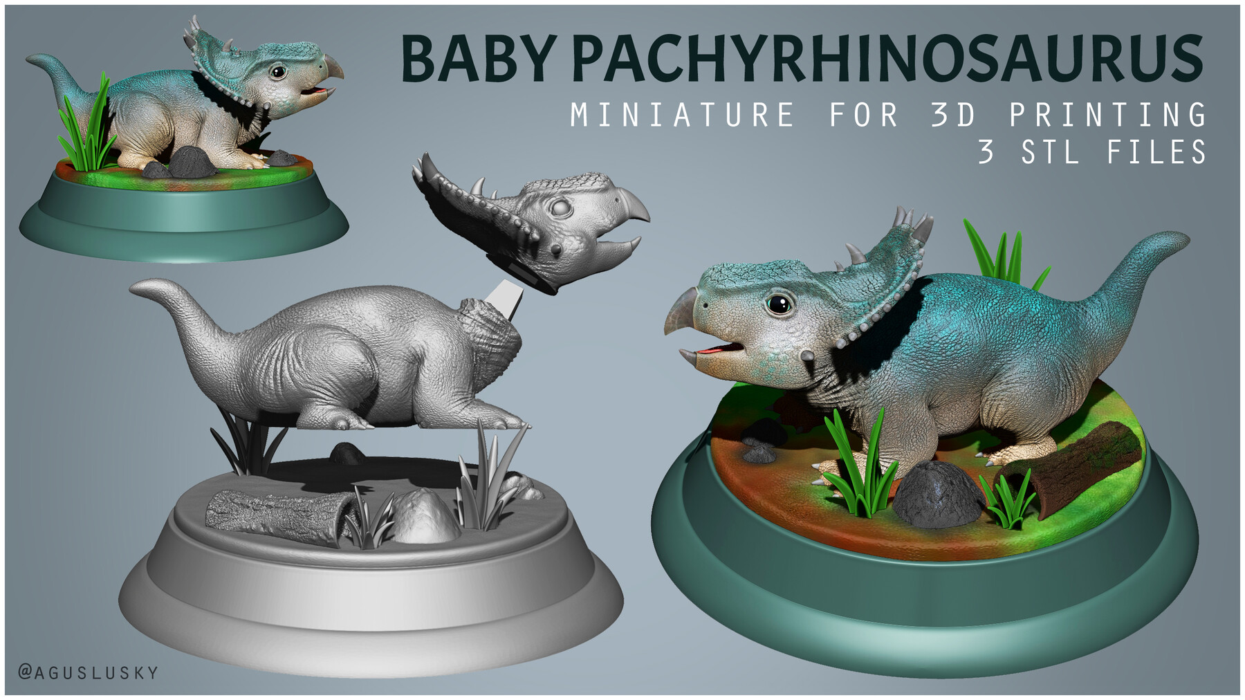 ArtStation - STL Baby Dinosaur Pachyrhinosaurus for 3D Printing