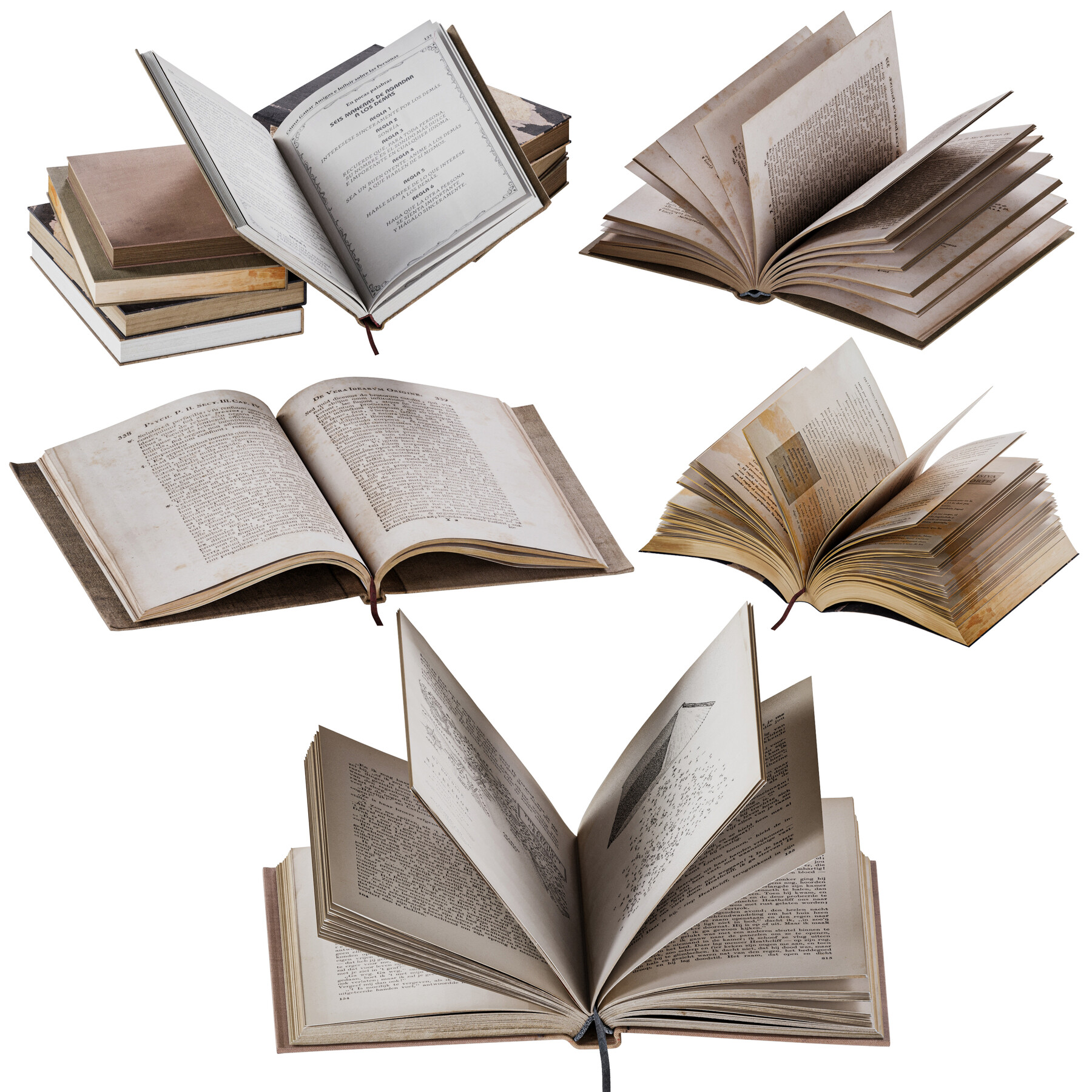 ArtStation Set of Books 8 Opened books Resources