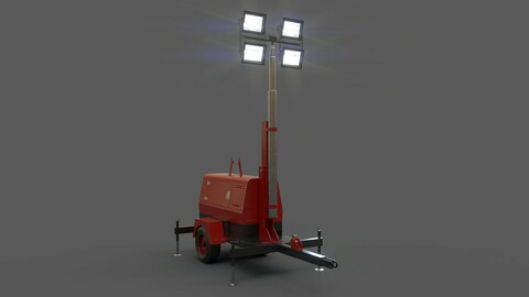 PBR Mobile Light Tower Generator B - Red Dark