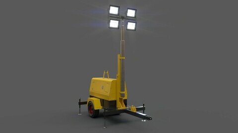PBR Mobile Light Tower Generator B - Yellow Light