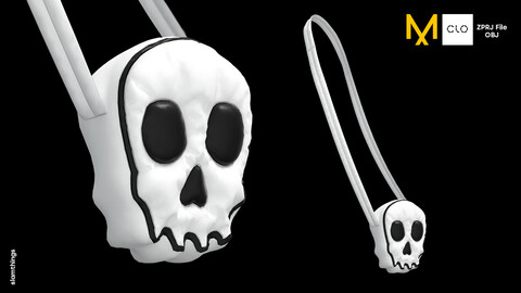 Future Fashion Waist Bag Skull #002 - Clo3D / Marvelous Designer + OBJ / DIGITAL FASHION / HYPEBEAST / STREET WEAR