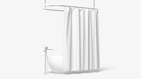 Closed Shower Curtain with Bath Interior