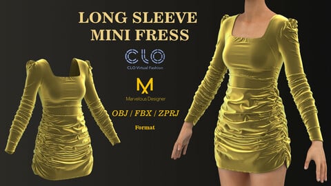 LONG SLEEVE MINI DRESS/ OBJ/ FBX/ ZPRJ