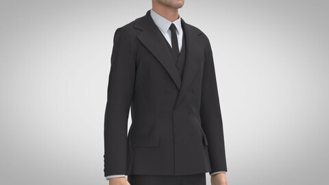 Men Suit - Double-breasted, Marvelous Designer, Clo3D +fbx, obj