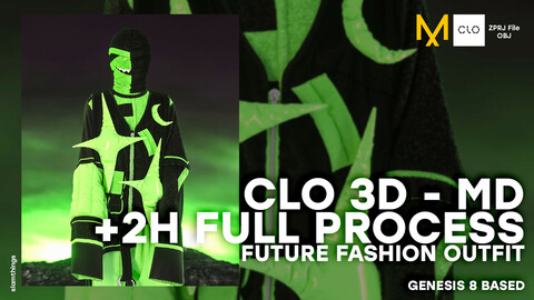 Future Fashion Zephyr Outfit - Creation Process (+2 hours) // Clo 3D - Marvelos Designer // Street wear - Hypebeast - Digital fashion
