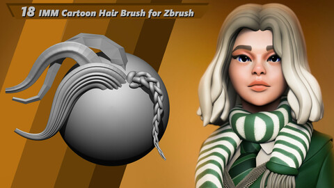 18 IMM Cartoon Hair Brush for Zbrush