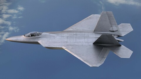 F22 Raptor with modelled cockpit and rigged weapon bays and rockets.