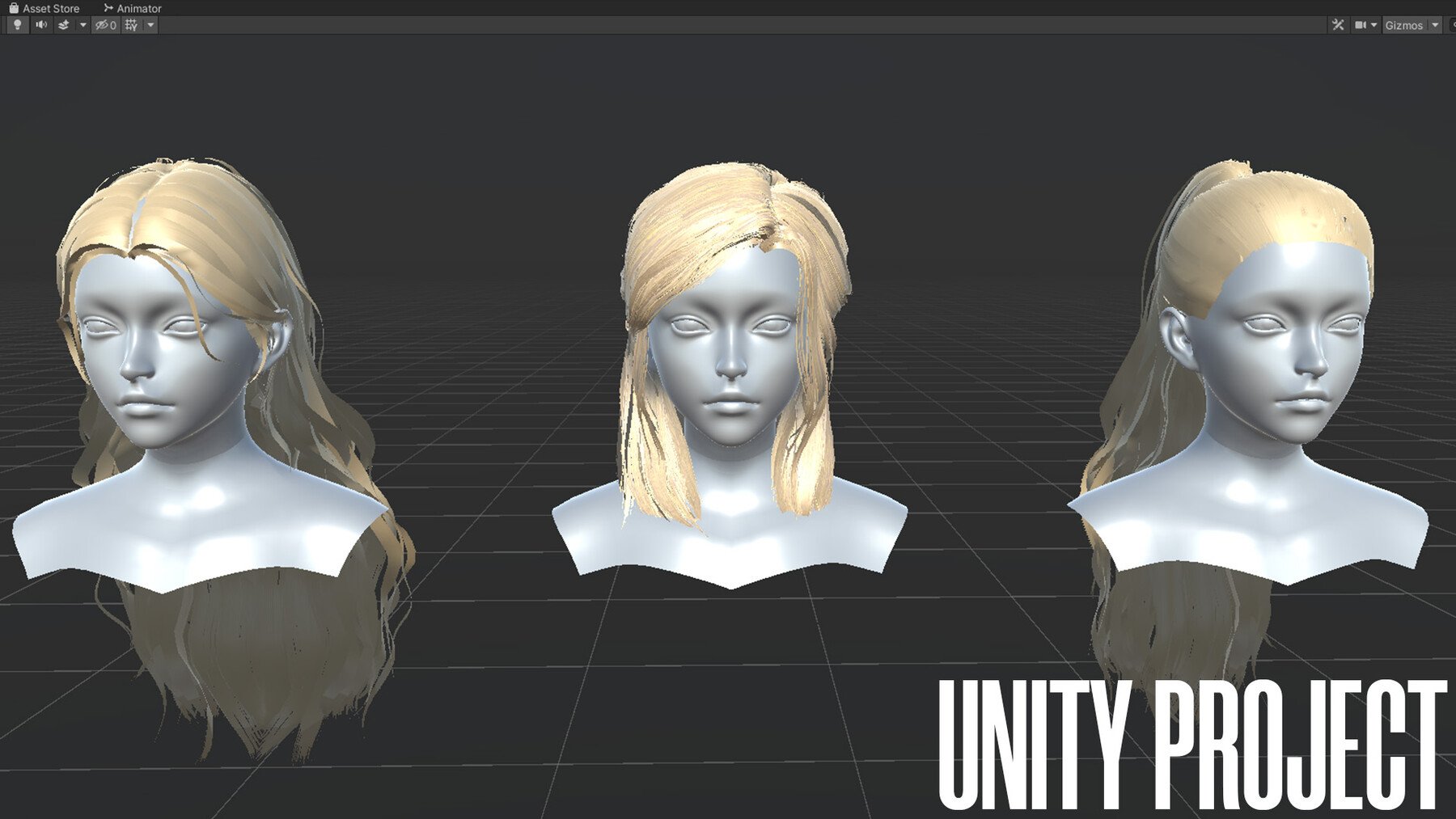 ArtStation - Female hair 4 colors low poly