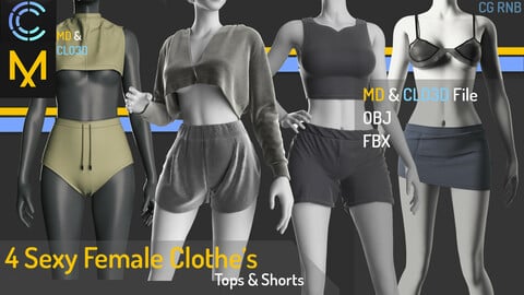 4 Sexy Female Clothe's. ( Game Ready )