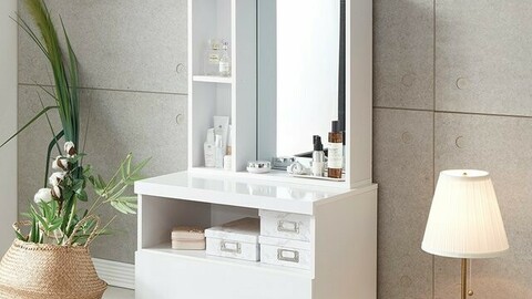 Pure 2-tier storage seated dressing table