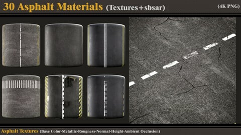 30 Asphalt Materials (Textures + SBSAR)