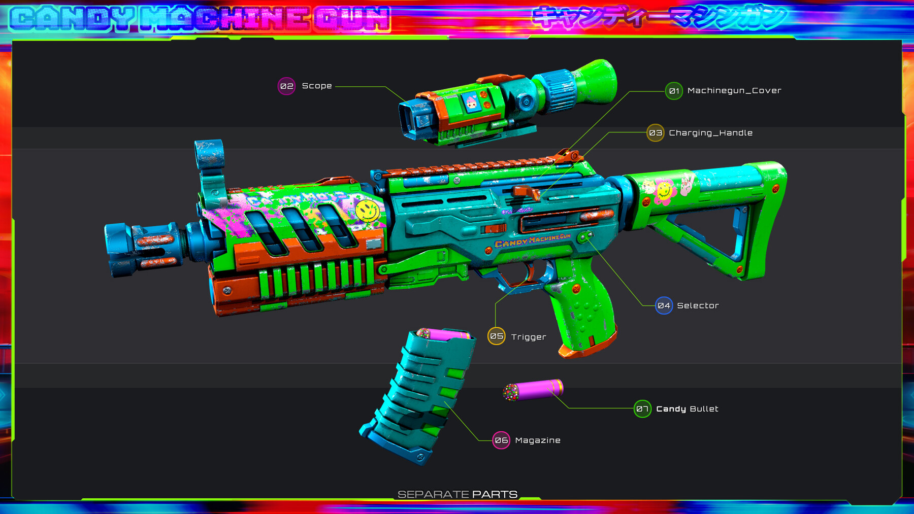 ArtStation Candy Machine Gun Game Assets