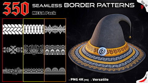 350 Alpha Seamless Border Patterns (MEGA Pack) - Vol 18