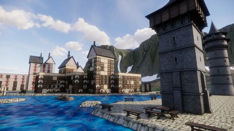 Fantasy Medieval Village 3D model