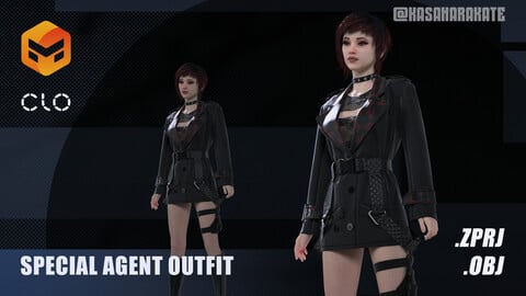 Special Agent Outfit / Marvelous Designer Project + OBJ