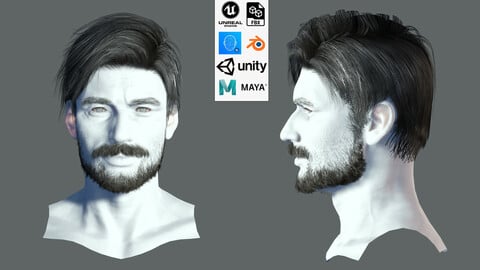 Realistic Hair Beard brows mustache p6