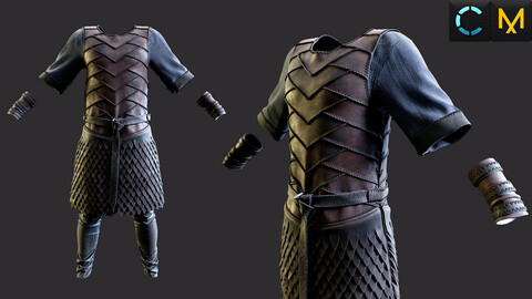 Viking Warrior Costume MD/Clo3d File (ZPRJ) + Marmoset Toolbag Scene Bundle