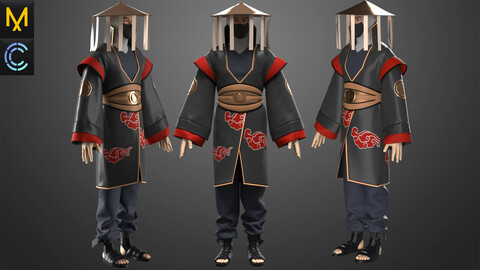 Male Chinese Folk Outfit OBJ mtl FBX ZPRJ
