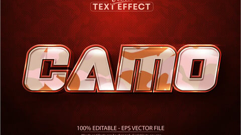 Camo text effect, editable camouflage pattern text style