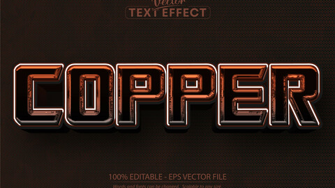 Dark text effect, shiny and brown color editable text style