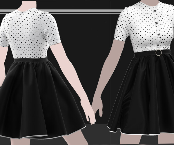 ArtStation - Black & White Girl Dress (game ready) | Resources