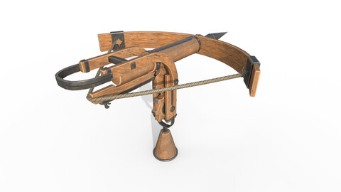 Medieval harpoon weapon PBR low-poly game ready 3D model