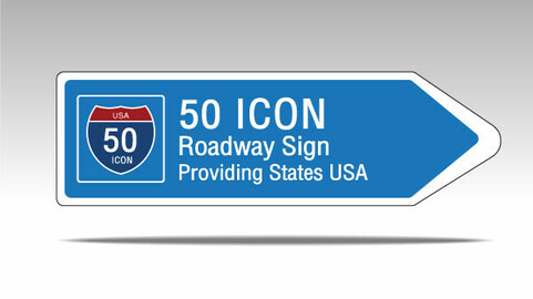 50 ICON Vector File/Roadway Sign on The Highway in USA Create with Adobe Illustration.