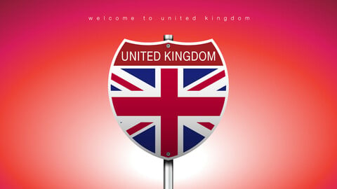 23 ICON The City Label & Map of UNITED KINGDOM In American Signs Style