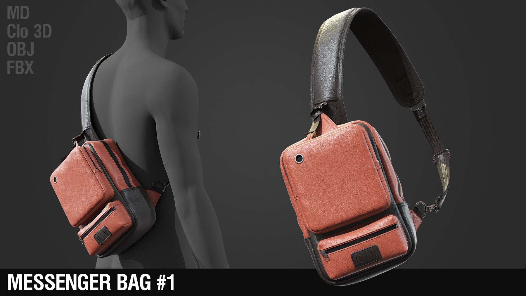 ArtStation - Messenger bag #1/ Leather / Backpack / Sportive / Rest /  Marvelous Designer