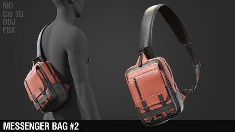 Messenger bag #2 / Leather / Backpack / Sportive / Rest / Marvelous Designer
