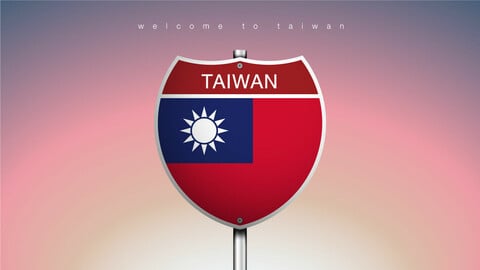 18 ICON The City Label & Map of TAIWAN In American Signs Style