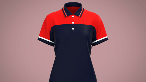 Ladies Red and Blue Polo