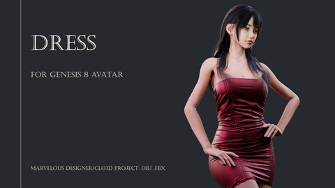 DRESS FOR AVATAR GENESIS 8 FEMALE. MARVELOUS DESIGNER/CLO3D PROJECT.