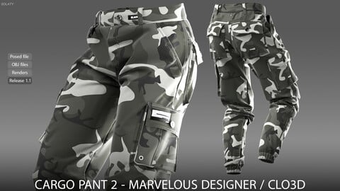 Cargo Pant 2 - MARVELOUS DESIGNER / CLO3D     ZPRJ - OBJ