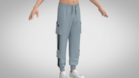 Cargo Sweatpants, Marvelous Designer, Clo3D +fbx, obj