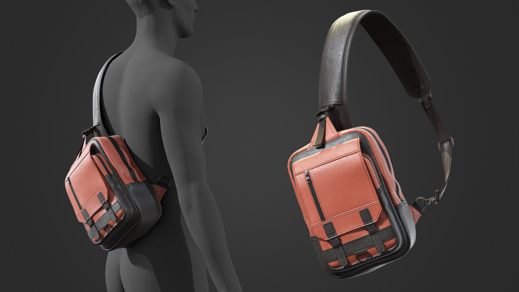 ArtStation Messenger bag set / Leather / Backpack / Sportive / Rest