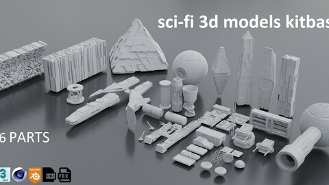 sci-fi 3d models kitbash