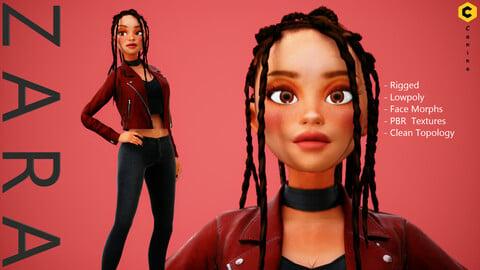Cartoon Girl Woman rigged Character 3d model