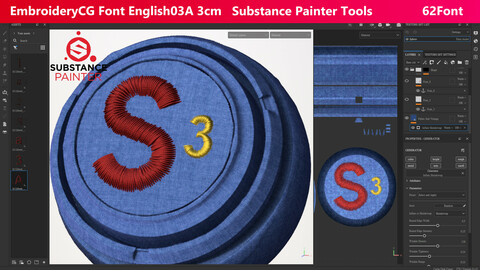 EmbroideryCG Font English03A 3cm: Substance Painter Tools