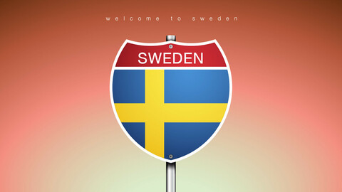 21 ICON The City Label & Map of SWEDEN In American Signs Style