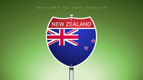 21 ICON The City Label & Map of NEW ZEALAND In American Signs Style