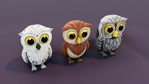 Cartoon Owl Animated 3D Models
