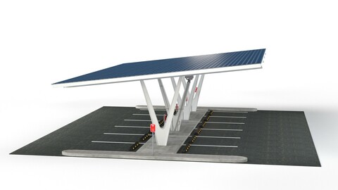 Electric Vehicle Charging Point EV Station 01 3D Model