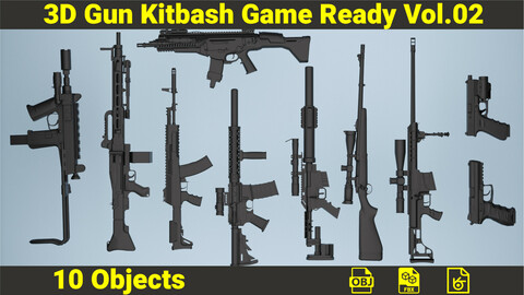 3D Gun Kitbash Game Ready Vol.02