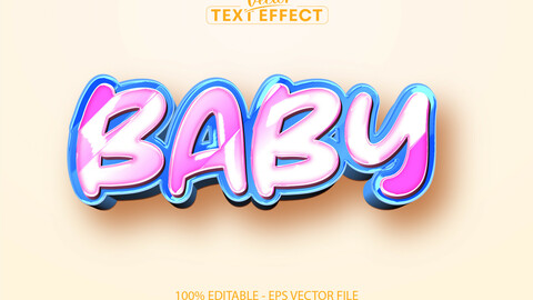 Cartoon text effect, editable baby text style