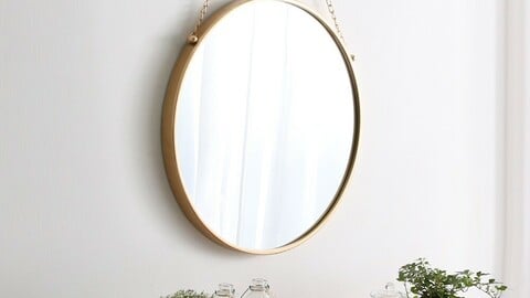 Gold Iron Round Chain Dressing Table Wall Mirror