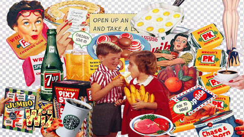 Vintage food images png pack