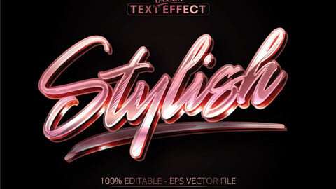 Rose gold text effect, editable shiny stylish color text style
