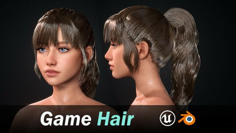 Ponytail Realtime Hairstyle - Game-Ready 3D Model