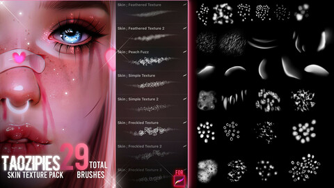 Skin Texture and Pores Brushes for Procreate and Photoshop